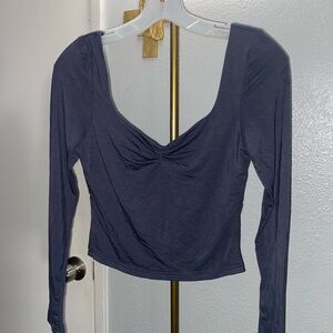 Chic Midnight Blue Long Sleeve Blouse